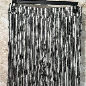 Apt. 9 Striped Wide Leg Crop Pants Smocked‎ Waist Casual Comfy Size M